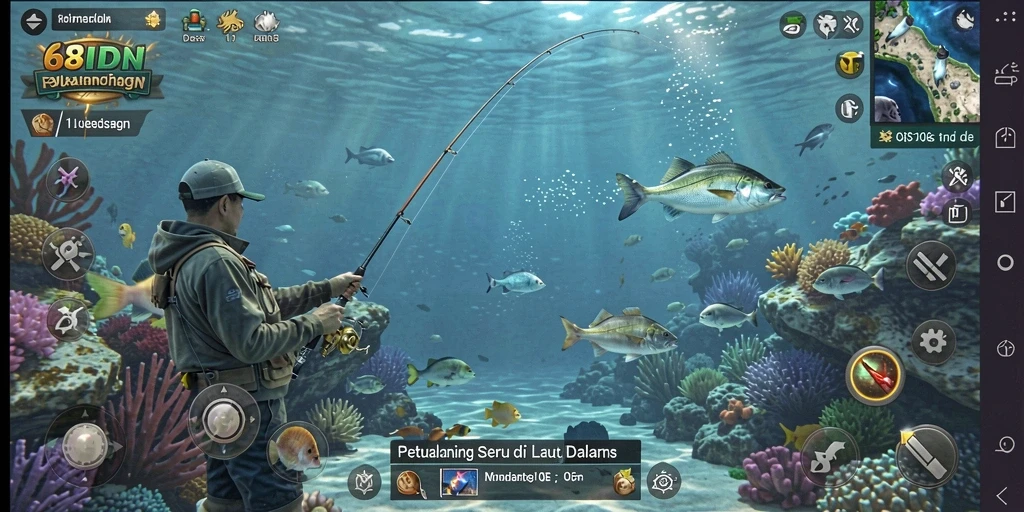 Tampilan gameplay 68IDN dengan aksi memancing yang seru.
