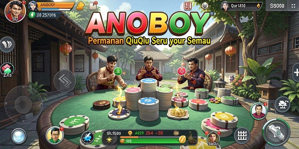Tampilan gameplay seru ANOBOY dalam permainan QiuQiu.