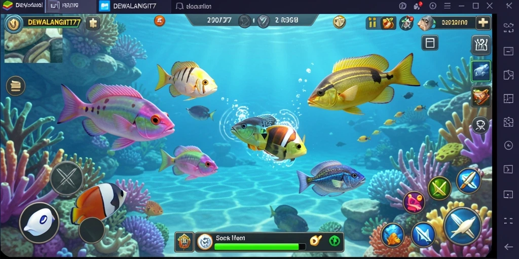 Gameplay seru DEWALANGIT77 dengan berbagai ikan untuk ditangkap.