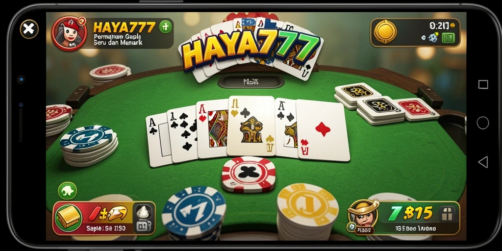 Tampilan seru gameplay HAYA777 saat bermain Gaple.