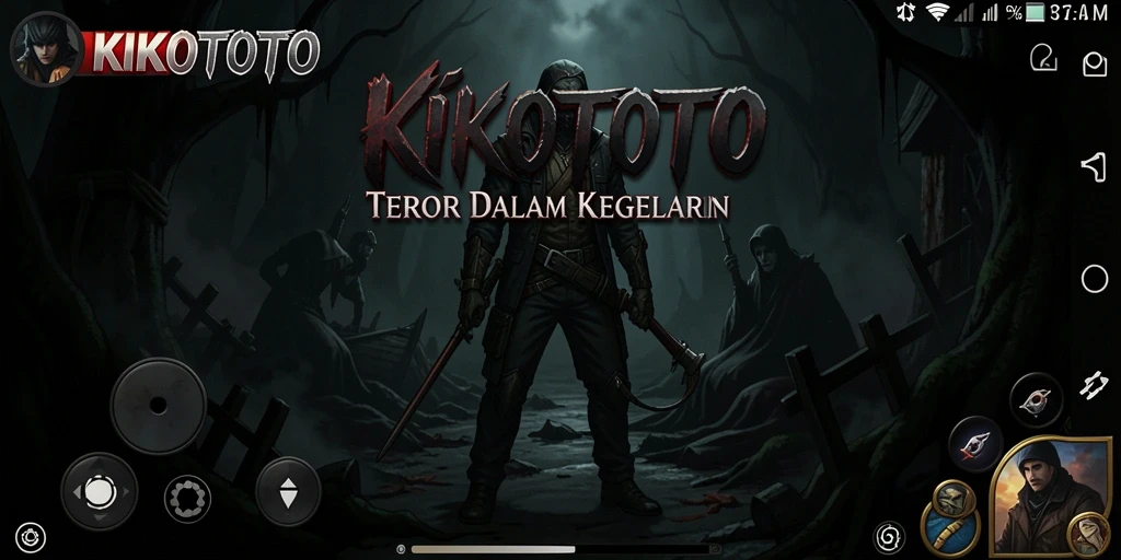 Tangkapan layar gameplay KIKOTOTO dengan suasana horor yang menakutkan.