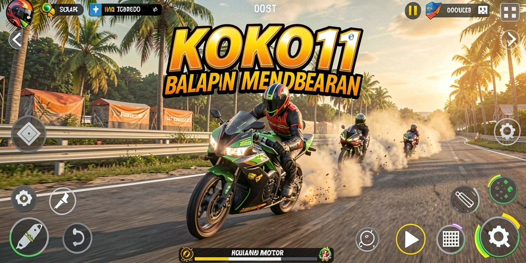 Gameplay intens KOKO11 dengan aksi balap motor yang seru.