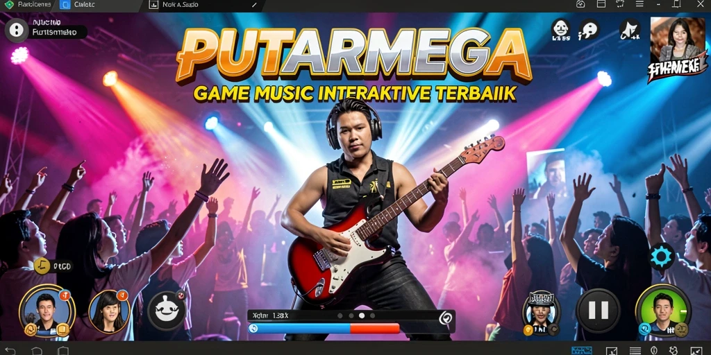 Screenshot gameplay PUTARMEGA menampilkan aksi mengetuk ritme lagu.