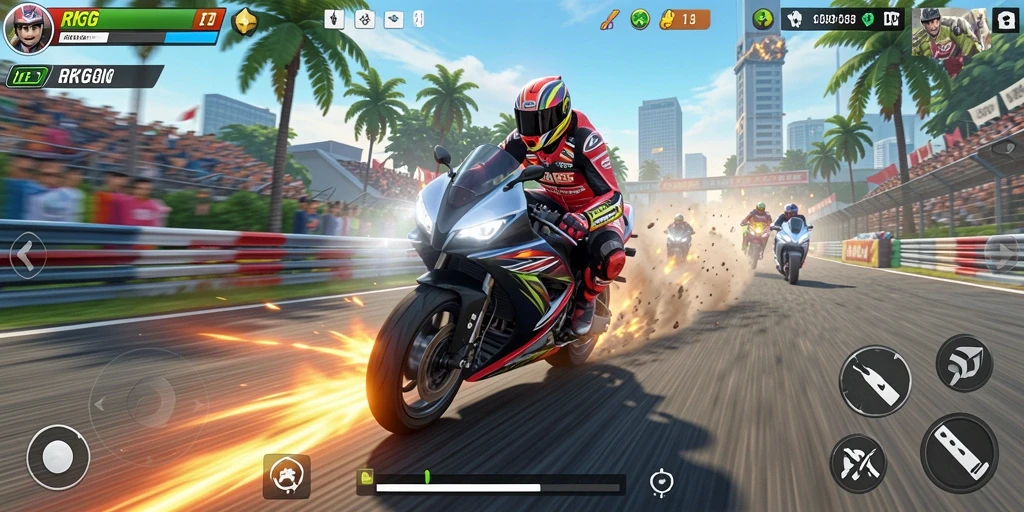 Menampilkan gameplay seru dari balapan motor RKGG.