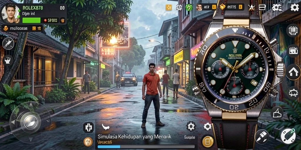 Screenshot gameplay <strong>ROLEX878</strong> yang menampilkan karakter dalam misi simulasi.