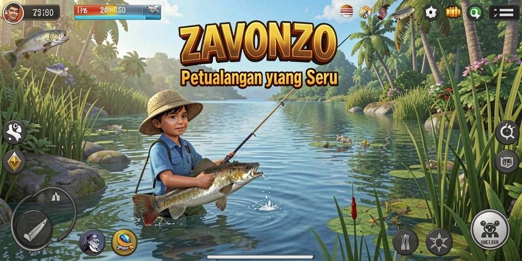Tampilan gameplay memancing yang menakjubkan di ZAVONZO.